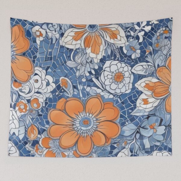 Item preview, Blue and orange mosaic designed and sold by GasconyPassion.
