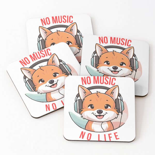 Item preview, No Music, No Life – Cute Fox T-Shirt,red on white designed and sold by Simplehue.