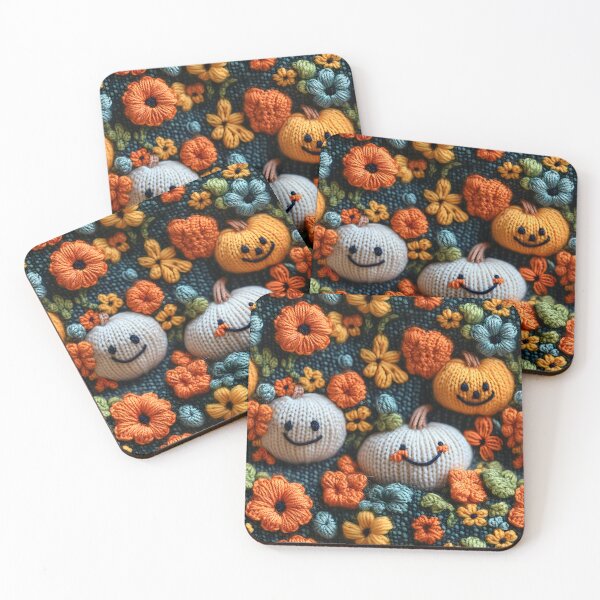 Item preview, Funny Knitted Floral Halloween Pumpkins Thanksgiving Pattern designed and sold by SecretDicer.
