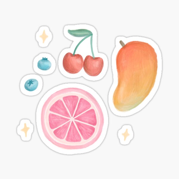 cute sparkle watercolor fruit Sticker