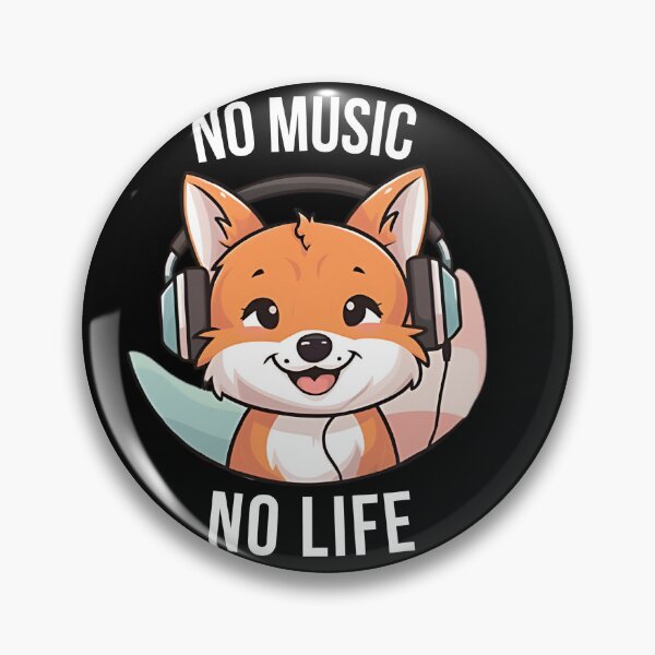 Item preview, No Music, No Life – Cute Fox Tee, white on black  designed and sold by Simplehue.