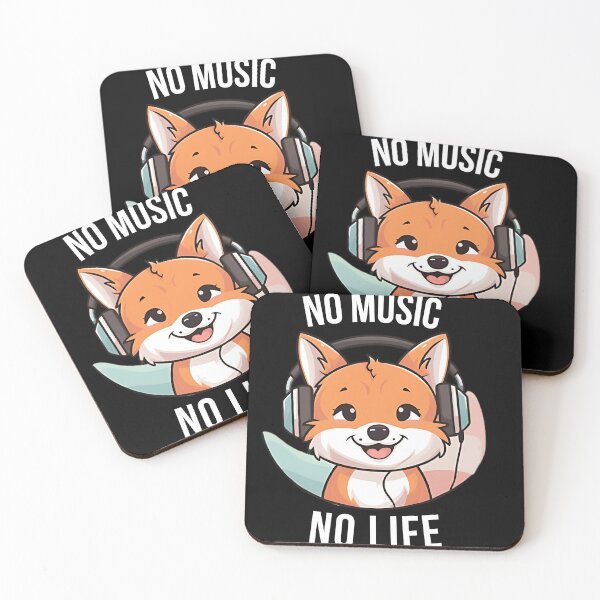 Item preview, No Music, No Life – Cute Fox Tee, white on black  designed and sold by Simplehue.