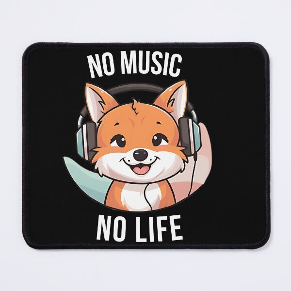 Item preview, No Music, No Life – Cute Fox Tee, white on black designed and sold by Simplehue.