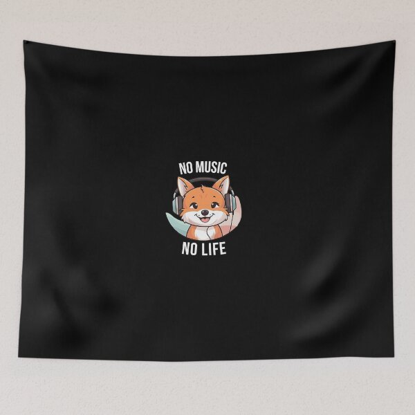 Item preview, No Music, No Life – Cute Fox Tee, white on black  designed and sold by Simplehue.