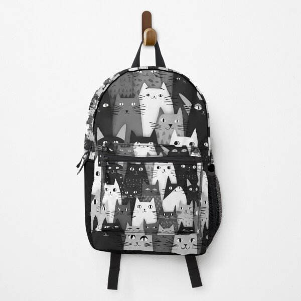 Item preview, Backpack with Cats Suspicious Cat Lover Gift For Boys And Girls designed and sold by Damcoc.