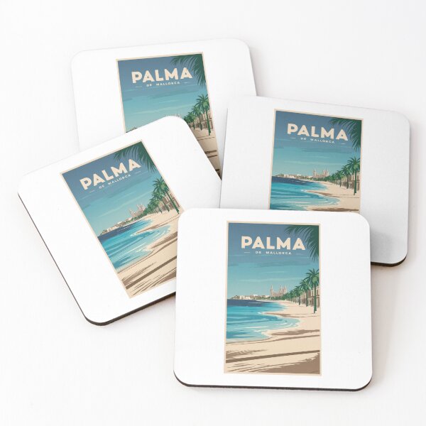 Item preview, Palma de Mallorca Retro Travel Poster – Minimalistic vintage beach poster for art and travel fans designed and sold by pod24.