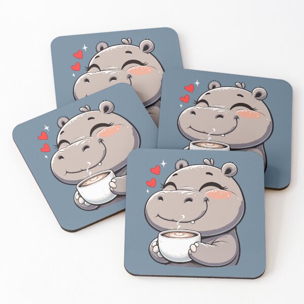 Item preview, Cute Hippopotamus Enjoying Coffee Hippo Cafe designed and sold by merchloh128.