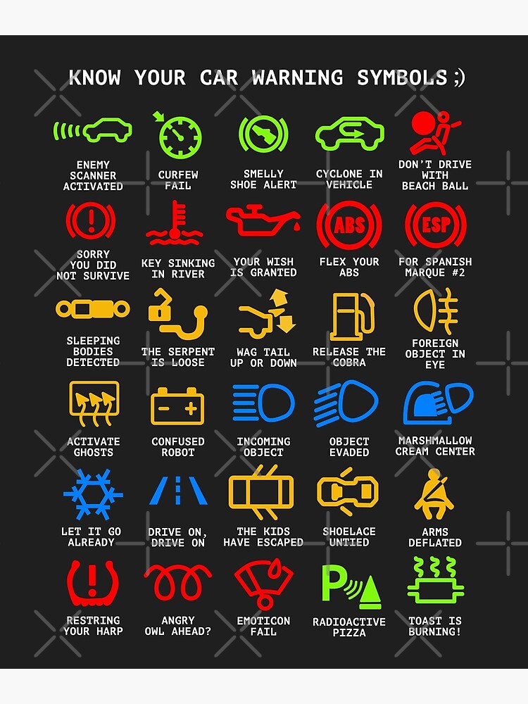 "Know Your Car Warning lights Mechanics Funny Sarcastic Graphic Tee