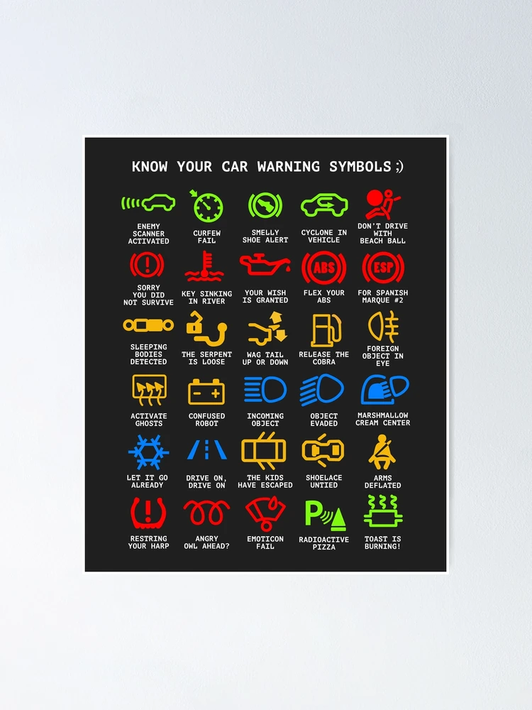 Car warning lights, very funny, original, driver gift  Poster for Sale by  KaitlynMaesta