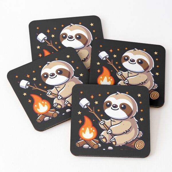 Item preview, Cute Sloth Roasting Marshmallows, Adorable Camping Fun designed and sold by madtoyman.