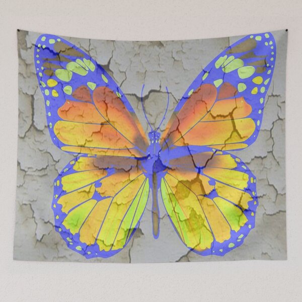 Item preview, SHABBY CHIC FLAKING  BLUE BUTTERFLY GREY ART designed and sold by sharlesart.