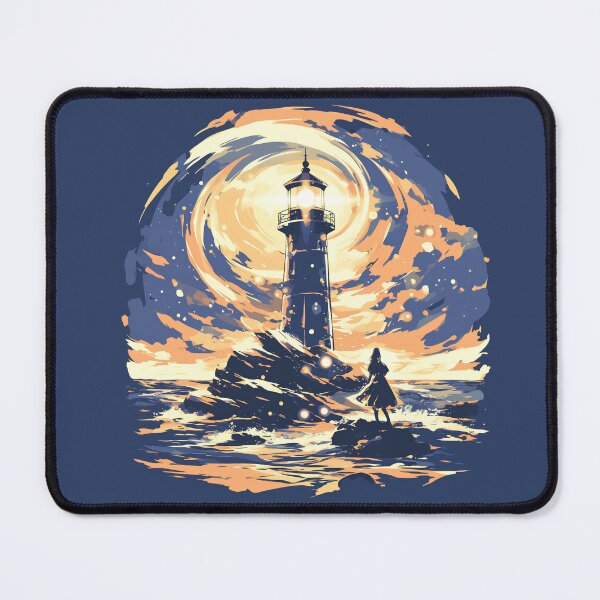 Item preview, Charming Sketch of Nighttime Beach Lighthouse Scene designed and sold by Windy-market.