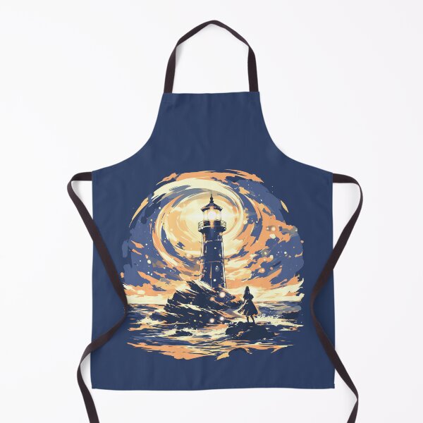Item preview, Charming Sketch of Nighttime Beach Lighthouse Scene designed and sold by Windy-market.