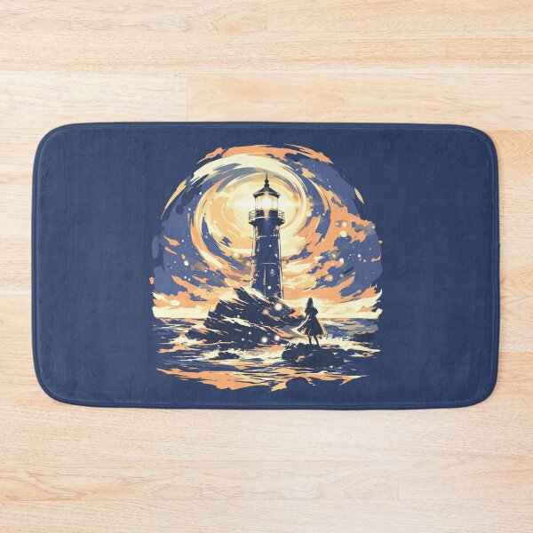 Item preview, Charming Sketch of Nighttime Beach Lighthouse Scene designed and sold by Windy-market.