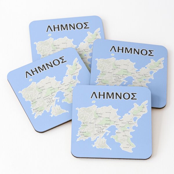 Item preview, Map of Lemnos, Greece in Greek designed and sold by Happy Puppy Print On Demand.