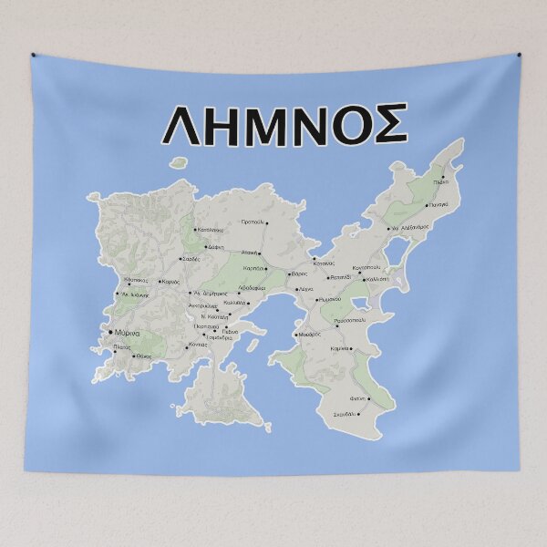 Item preview, Map of Lemnos, Greece in Greek designed and sold by Happy Puppy Print On Demand.