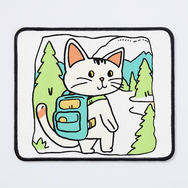 Item preview, Adventurous Cat with Backpack in Scenic Nature designed and sold by littleflabby.