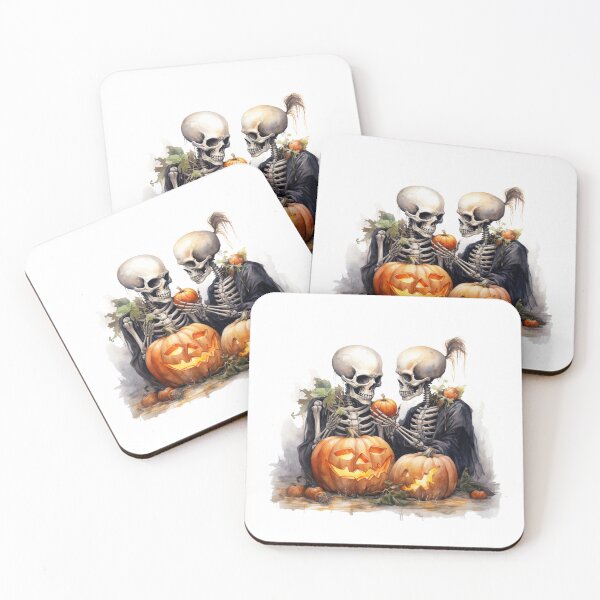 Item preview, Halloween couple pumpkin skeleton romance  designed and sold by cocomelon168.