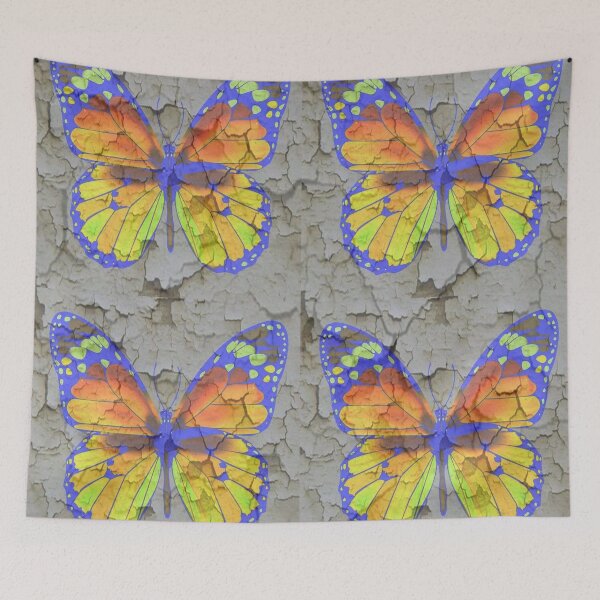Item preview,  FLAKING FOUR BLUE BUTTERFLY  ABSTRACT GREY ART  designed and sold by sharlesart.
