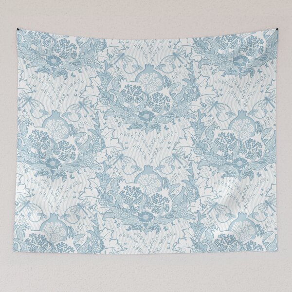 Item preview, Pomegranate dream, Blue on white background designed and sold by Alex  Blud.