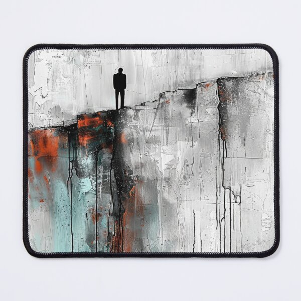 Item preview, Abstract Solitude: Figure on Cliff's Edge in Textured Monochrome designed and sold by hanvhphuv.