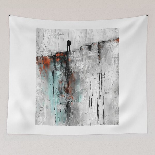 Item preview, Abstract Solitude: Figure on Cliff's Edge in Textured Monochrome	 designed and sold by hanvhphuv.