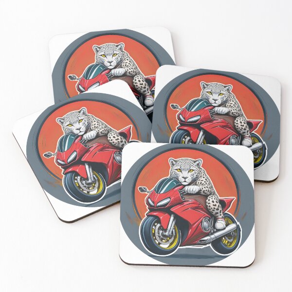 Item preview, White leopard racing a red super bike designed and sold by BADESIGNZZ.