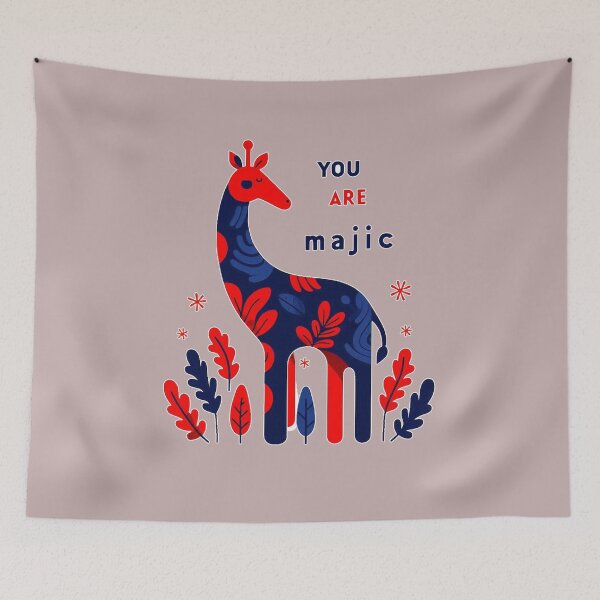 Item preview, NavyBlue Red Giraffe  Quote " You are Majic." designed and sold by Nanthanon.