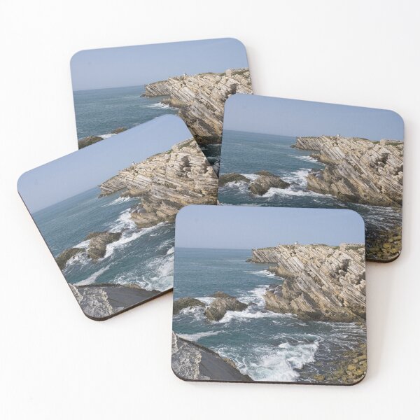 Item preview, Wonderful landscapes in Portugal. Scenic coastline in Ferrel. View from the cliff. Rippled sea. Rocky skerries. (vertical) designed and sold by Maurizio Fabbroni.