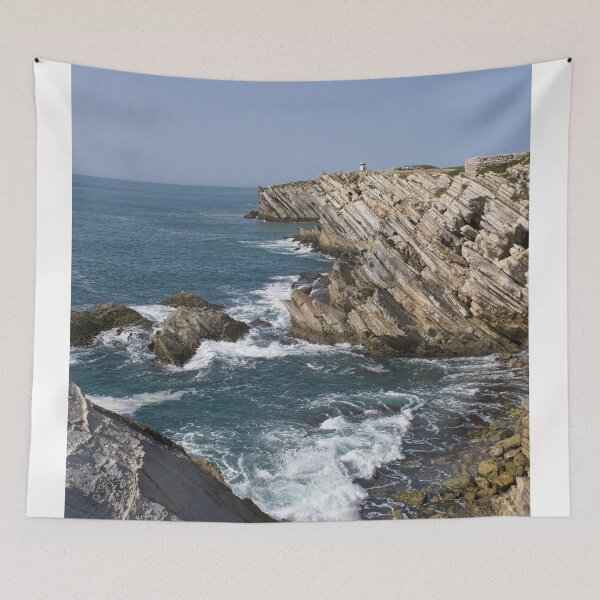 Item preview, Wonderful landscapes in Portugal. Scenic coastline in Ferrel. View from the cliff. Rippled sea. Rocky skerries. (vertical) designed and sold by Maurizio Fabbroni.