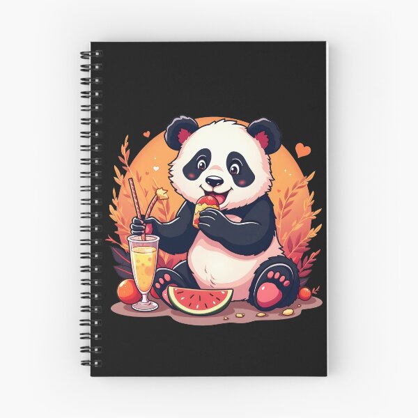 Item preview, A panda bear eating an orange and a drink with a strawberries in it designed and sold by MRFEZOO2030.