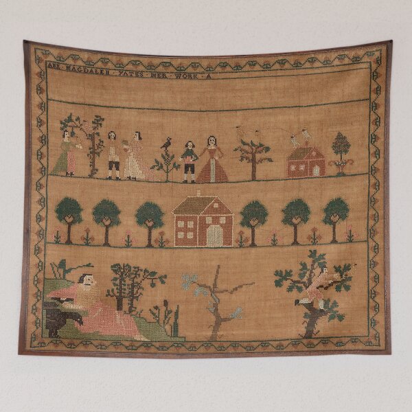 Item preview, American Embroidered Biblical Sampler 1802 designed and sold by AnimaliaStar.