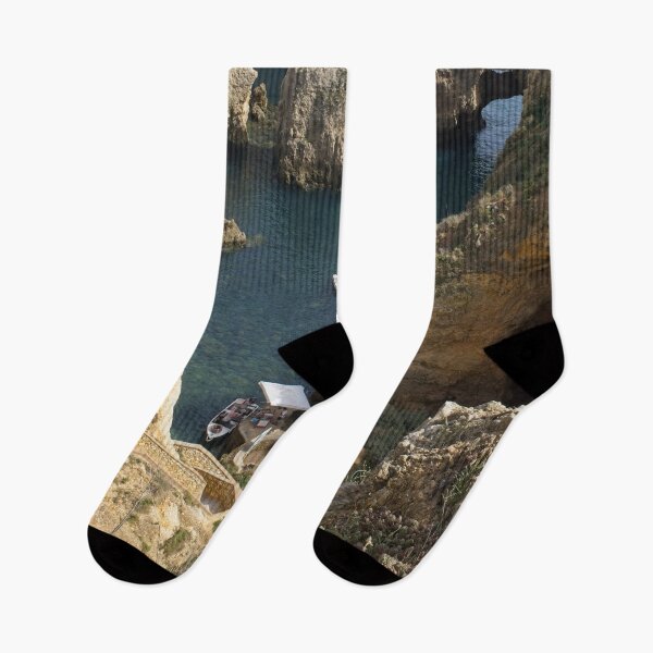 Item preview, Wonderful landscapes in Portugal. Scenic and coloured view of Ponta da Piedade in the Algarve region. Yellow rocky skerries. (vertical) designed and sold by Maurizio Fabbroni.