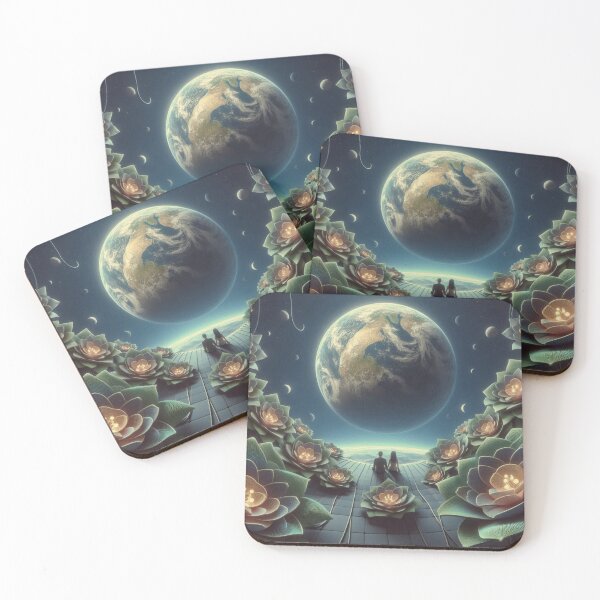 Item preview,  Floral romantic Space Art: Couple Gazing at Earth designed and sold by choder61.