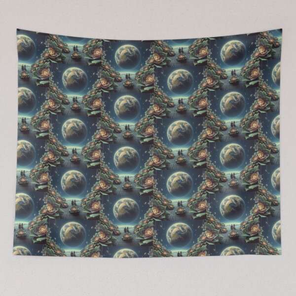 Item preview,  Floral romantic Space Art: Couple Gazing at Earth designed and sold by choder61.
