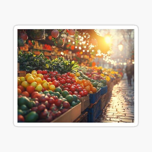 Vista previa del artículo con la obra «Bokeh del mercado de agricultores», diseñado y vendido por KootenayDesigns.