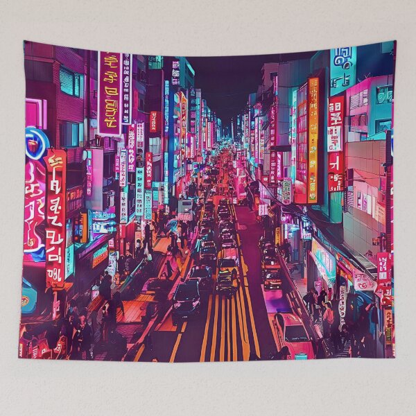 Item preview, HONGDAE CYBERPUNK SEOUL SKYLINE VIEW designed and sold by milestotreasure.