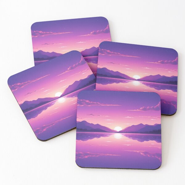 Item preview, A serene sunset scene over a calm lake surrounded by silhouetted mountains and trees designed and sold by MRFEZOO2030.