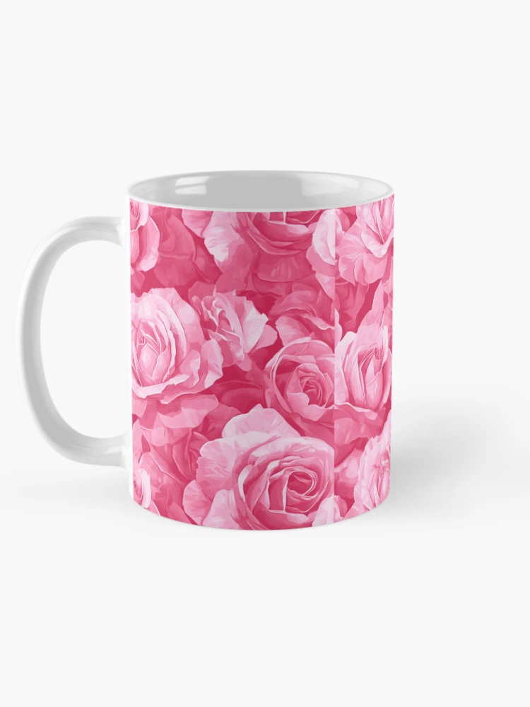 Thumbnail 5 of 6, Coffee Mug, Pink Roses Pattern designed and sold by ChuckleSpace.