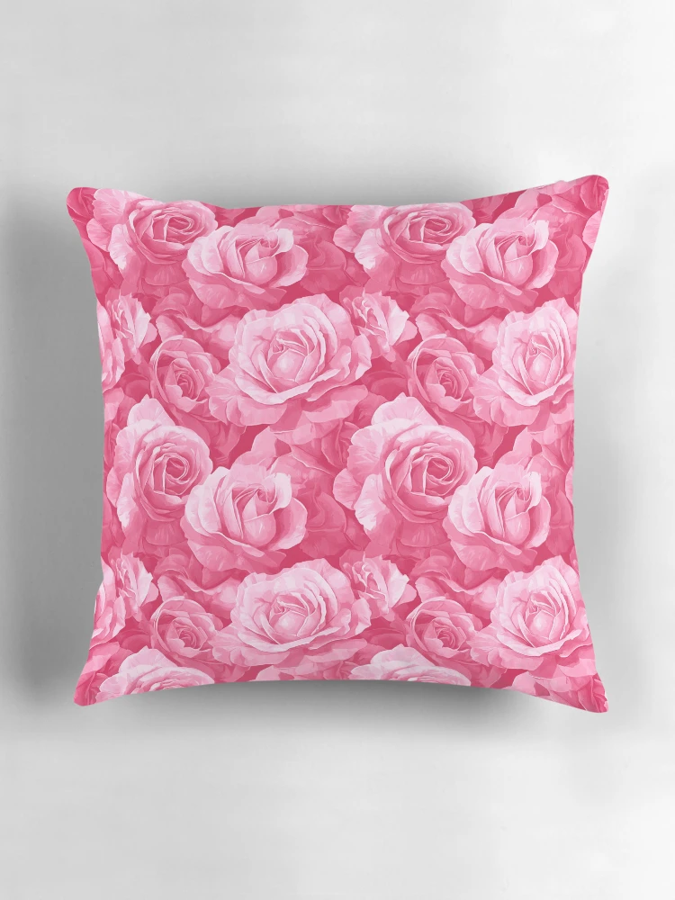 Thumbnail 3 of 4, Pillow, Pink Roses Pattern designed and sold by ChuckleSpace.