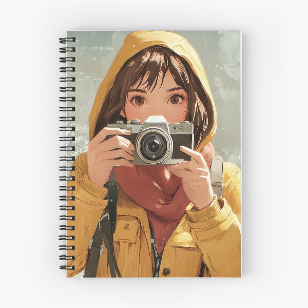 Item preview, Girl in a yellow jacket taking a photo with a camera. designed and sold by MystiS.