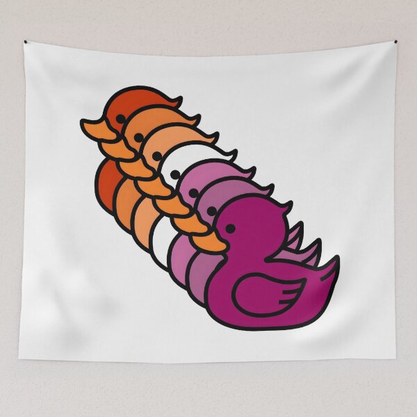 Item preview, Row of Cute Ducks in Lesbian Pride Flag Colors, Ducks Lesbian Flag designed and sold by Travelslightly.
