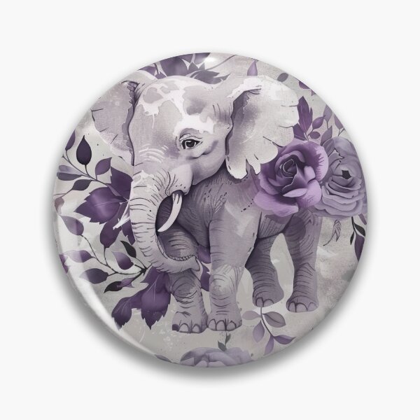 Item preview, Elephant with Purple Flowers designed and sold by mooncatcrystals.