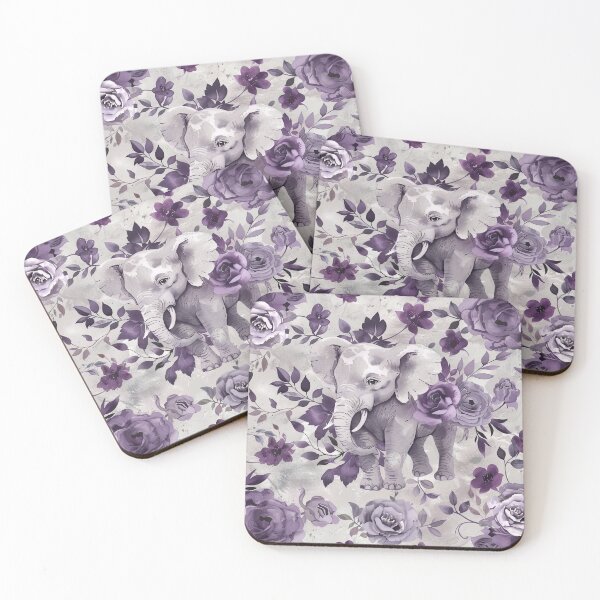 Item preview, Elephant with Purple Flowers designed and sold by mooncatcrystals.