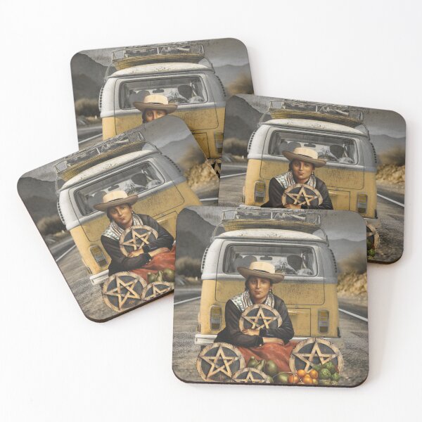 Item preview, Four Pentacles Tarot Traveler Wanderlust Bohemian Road Trip designed and sold by SoulscapeStudio.