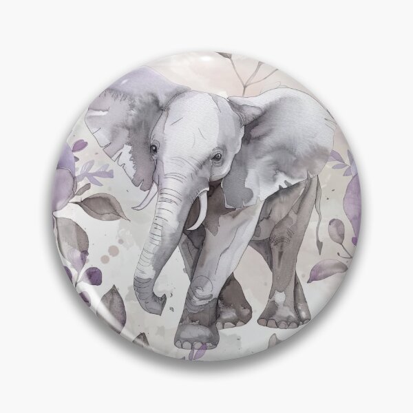 Item preview, Elephant with Purple Flowers designed and sold by mooncatcrystals.