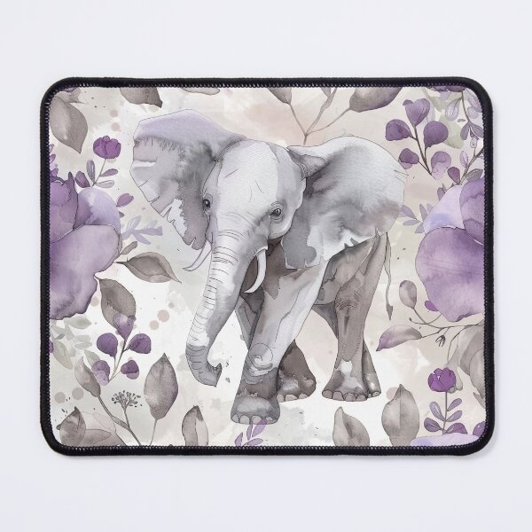 Item preview, Elephant with Purple Flowers designed and sold by mooncatcrystals.