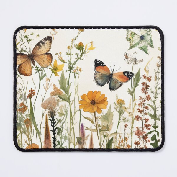 Item preview, Vintage Pressed Wildflower Painting – Bohemian Floral with Butterflies designed and sold by Abhinav  Khare.