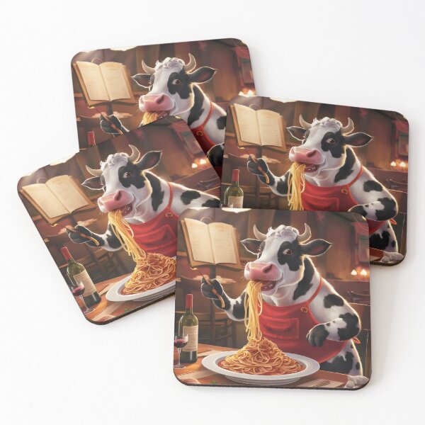 Item preview, Cow in a restaurant. designed and sold by MyHappyArtShop.