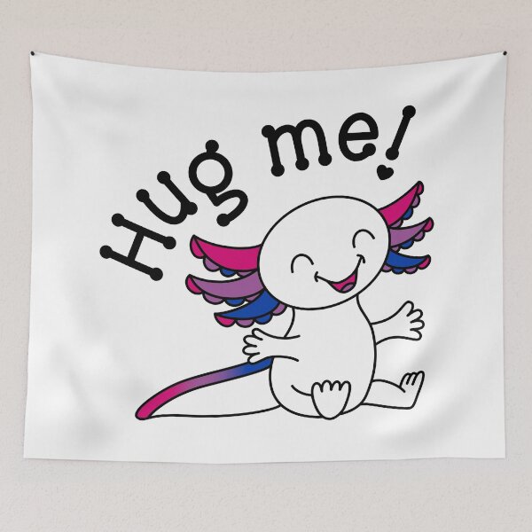 Item preview, Hug me! Cute Axolotl in Bisexual Bi Pride colors designed and sold by JoyfulJen.